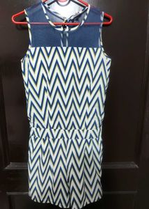 Chevron Print Sleeveless Dress, Size -S