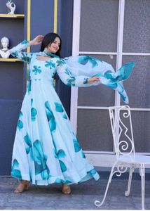 Women Floral Printed Georgette Anarkali Kurta