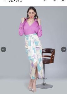 printed tie up skirt