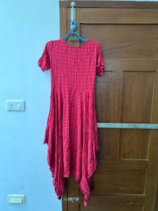 Trendy Maroon Checked Kurta – Fusion (Size S)