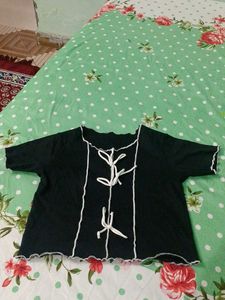 Cute Black Tie-Up Top