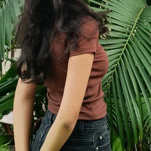 Brown V-Neck T-Shirt