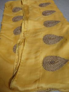 Yellow Embroidered saree