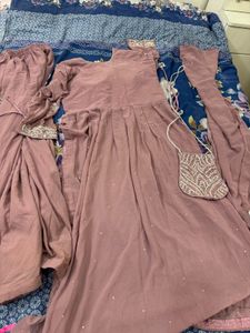 Lavender Nairacut Ston Work Kurta Set