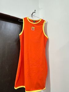 Orange Cartoon Print Dress