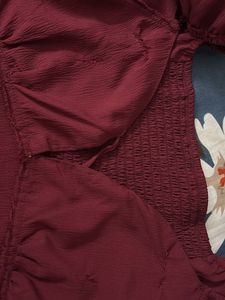 Maroon Tie-Front Crop Top