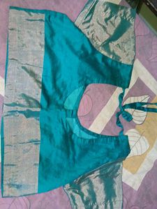 Teal & Silver Silk Blouse