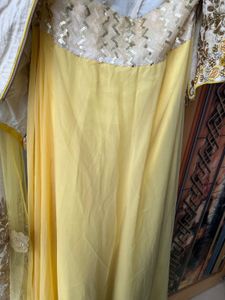 White N Yellow Lehenga Choli Wid Dupatta