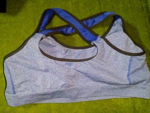 Fila Gray &amp; Blue Criss-Cross Sports Bra