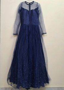 Elegant Navy Blue Embellished Gown