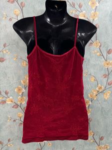 Red Embroidered Cami