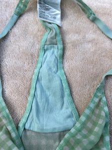 H&amp;M Green Checked Thong Panty | Size S