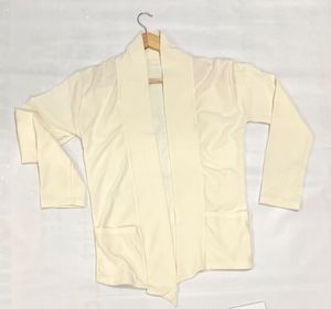 Off White Textured Open-Front Cardigan