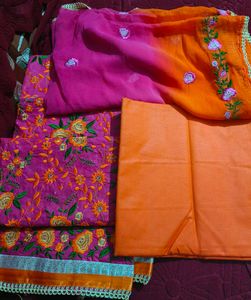 3 Piece Embroidery Work Unstitched Cotton Set