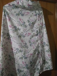 Floral Print White Skirt