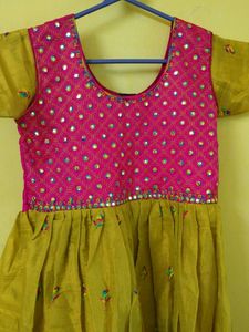 New Golden Silk Anarkali Top