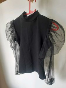High Neck Puff Sleeve Top S