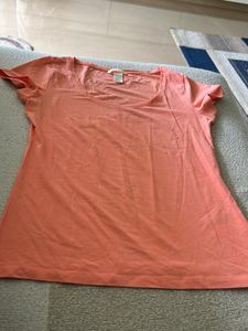 H &amp; M Peach Flutter Sleeve Tee