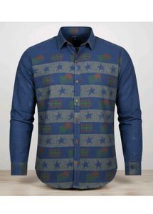 Stylish Blue Strips Jeans Shirt