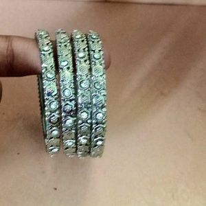 Silver Sparkly Bangle Set