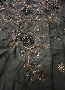 Olive Green Embroidered Ambrella Plazo Kameez
