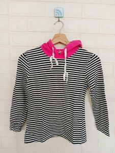 Striped Hoodie Top