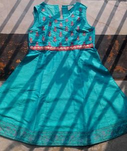 Teal Embroidered Girls' Dress