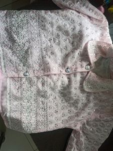 Pink Top With Chikan Kadhai