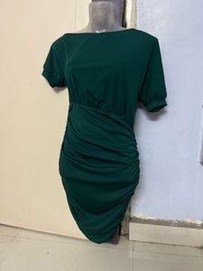 Pintrest Green Ruched Bodycon Dress