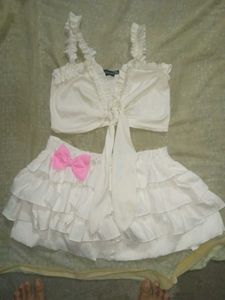 Coquette Y2k Sweet White Ruffle Knot Up Dolly Top
