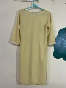 Formal Yellow Embroidered Kurti