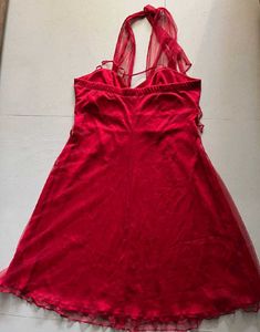Red Halter Mini Party Dress