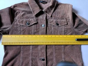 H&amp;M Women Brown Corduroy Trucker Jacket Si
