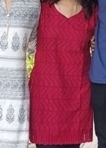 Maroon Chikankari Kurti