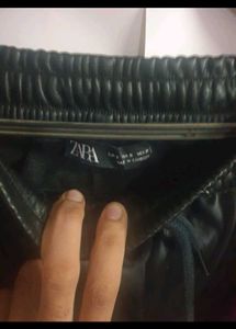 Zara Imported Leather Track Pants 26 28