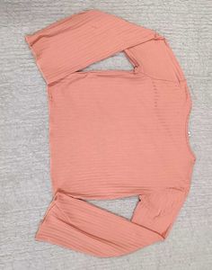 Peach Ribbed Long Sleeve Top