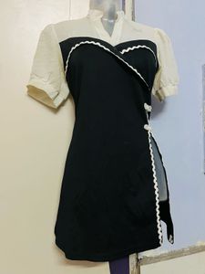 Pintrest korean Black &amp; Cream Dress