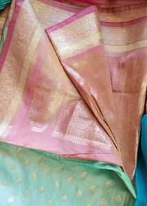 Pure Elegant Mint Green banaras Saree