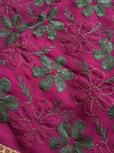 Floral Embroidered Purple Saree