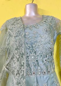 Elegant Blue Embroidery Gown