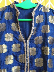 Floral Print Navy Blue Kurta