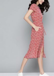 Floral Print Wrap Midi Dress