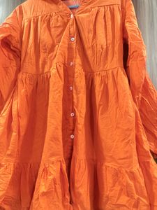 Orange Babydoll Mini Dress