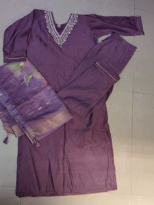 Purple Embroidered Indian Suit