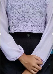 Beautiful Lavender Balloon Sleeve Crop Top🪐🌼