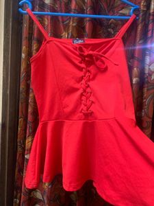 Red Peplum Tank Top