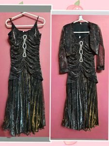 Sparkly Black Dress & Shrug Set