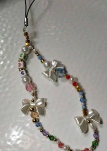 Cute Beaded Phone Charm with Bows