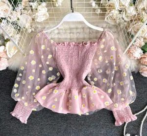 Pink Daisy Mesh Top.