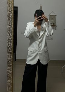 White Double Breasted Blazer